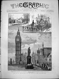 Antique Old Print Second Anniversary Death Lord Beaconsfield Hughenden 1883