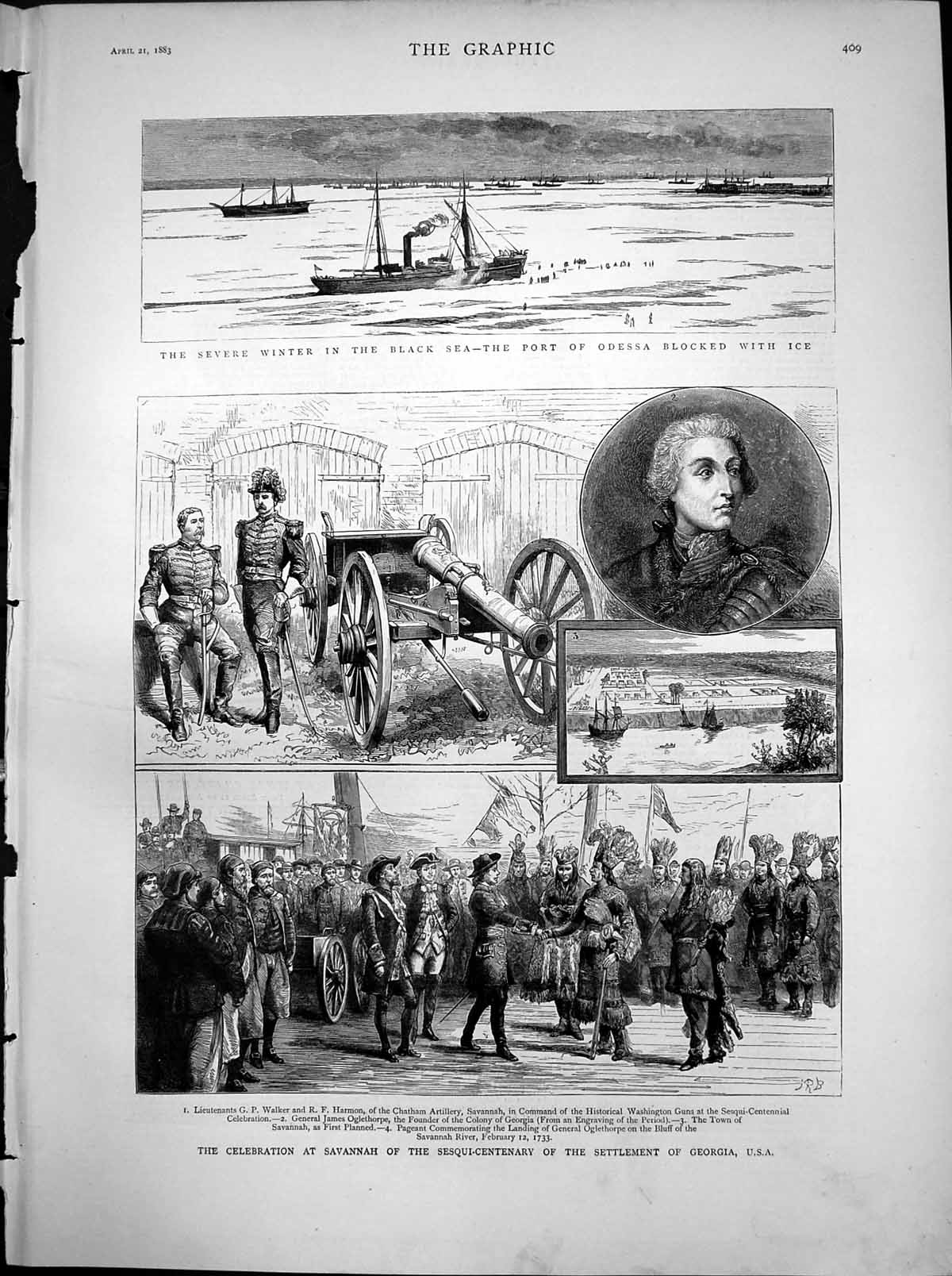 Antique Print Celebration Savannah Sesqui-Centenary Settlement Georgia 1883