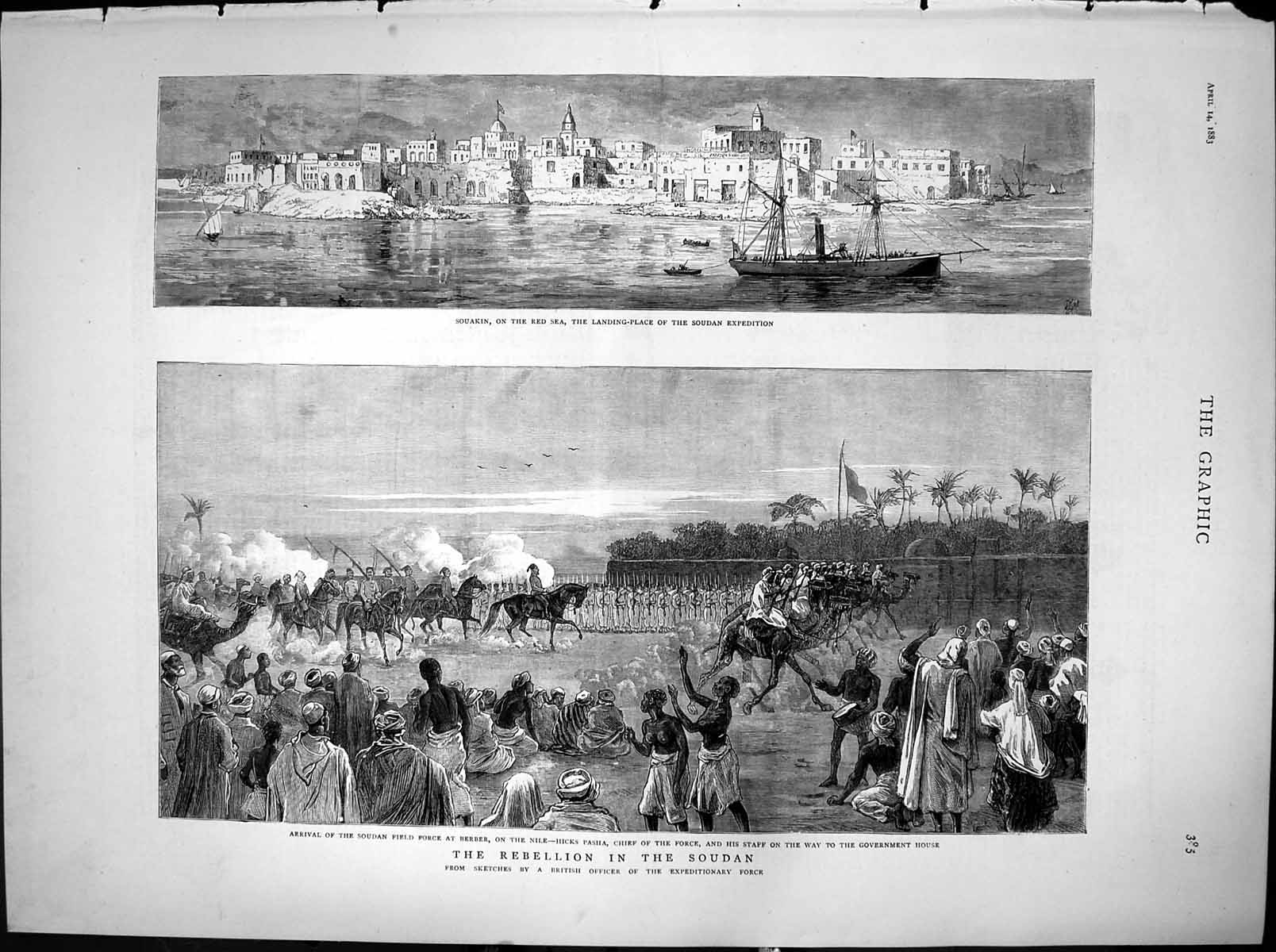 Antique Print Rebellion Soudan Souakin Red Sea Field Force Berber Nile 1883