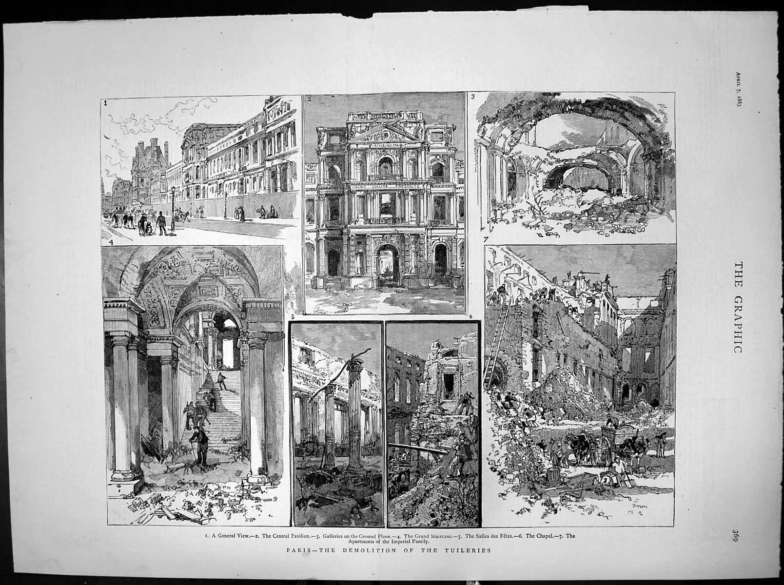 Old Paris Demolition Tuileries Imperial Family Apartment Pavilion1883 Victorian