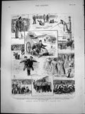 Antique Old Print Athletic Sports Boys Training Ship Long Jump Tug War 1883