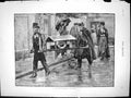 Old Antique Print Childs Funeral Paris Carrying Small Coffin Raining 1883 19th