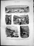 Antique Print Sketches Aden Lighthouse Main Pass Camp Isthmus Barracks 1883