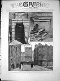 Old Antique Print Explosion Office Local Government Board Whitehall 1883 19th
