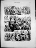 Original Old Antique Print Festival East London Hospital Children Shadwell 1883