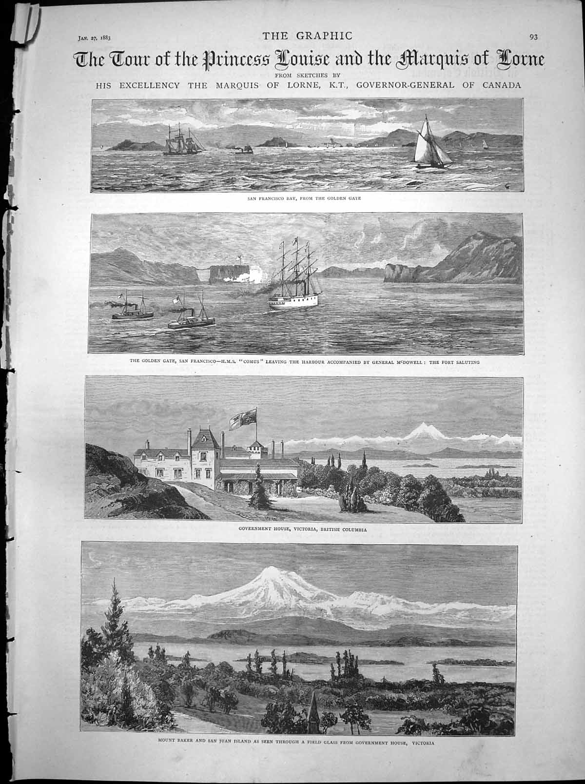 Antique Old Print Princess Louise Marquis Lorne San Francisco Victoria 1883