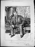 Old Antique Print Celebtities Day L Alma-Tadema R A Young Man Beard 1883 19th