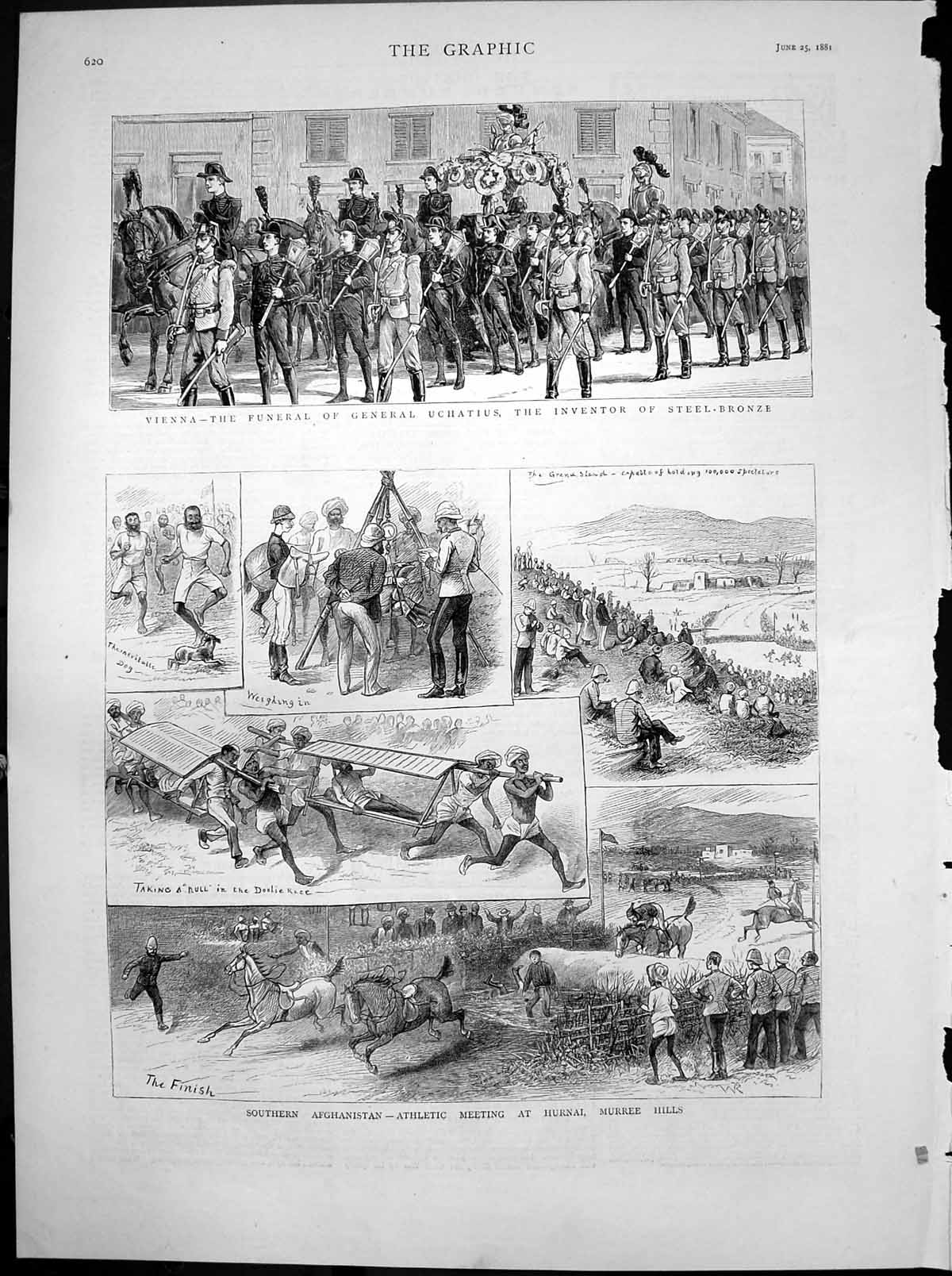 Antique Old Print Vienna Funeral General Uchatius Inventor Steel Bronze 1881