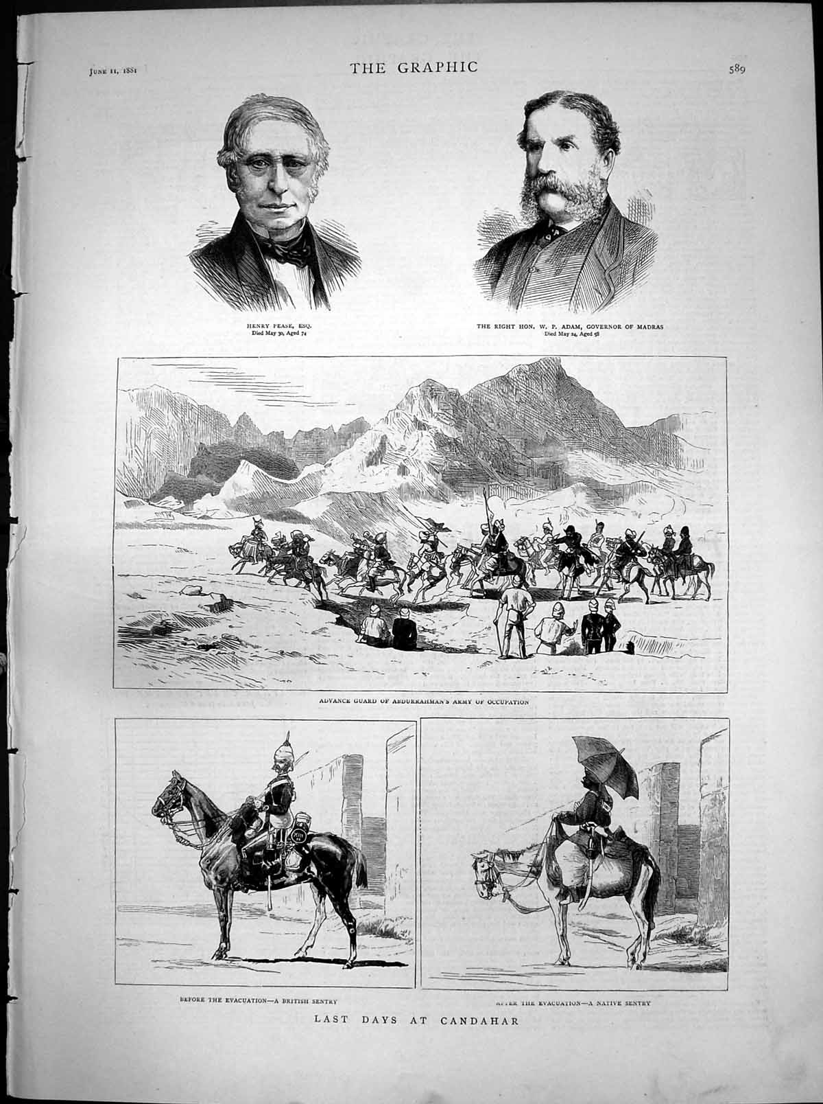 Original Old Antique Print Last Days Candahar Abdurrahmans Army Occupation 1881