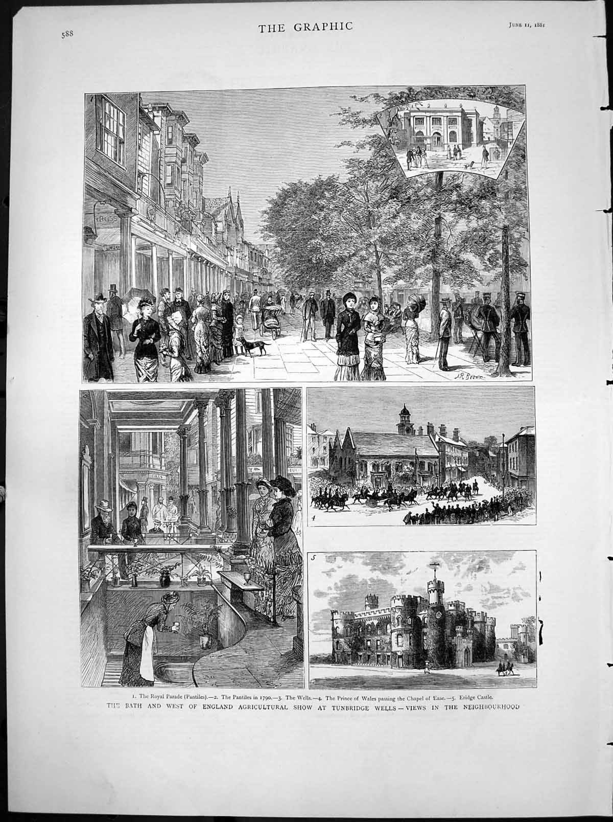Antique Old Print Bath West England Agricultural Show Tunbridge Wells 1881 19th