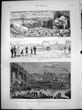 Antique Old Print George Stephenson Centenary Newcastle Boat Race Mill 1881