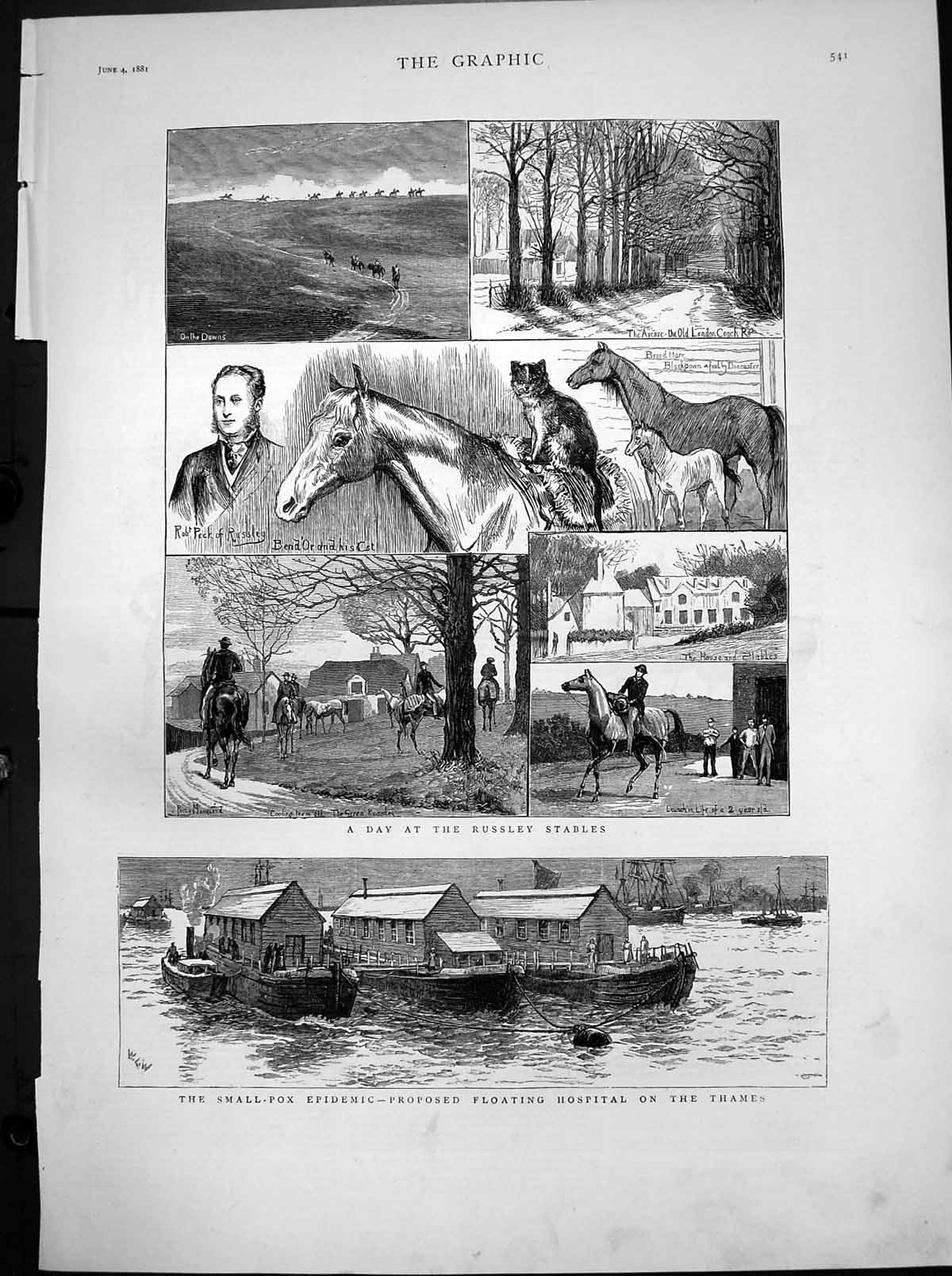 Old Russley Stables Small Pox Epidemic Floating Hospital Thames 1881 Victorian