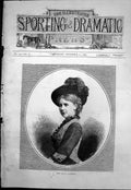 Original Old Antique Print Miss Bella Pateman Young Woman Hat Feathers 1876