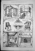 Antique Print Sketches Limmers Edward Pocock Prince Regents Chair Bar 1876 19th
