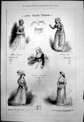Antique Old Print Famous Players Last Century Mrs Mattocks Lady Restless 1876