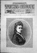 Antique Old Print Mdlle Bianchi Woman Long Curly Hair Hairband Necklet 1876