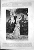 Old Summer Flowers F Meaulle Lady Long Dress Parasol Picks Roses 1876 Victorian