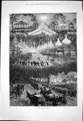Old Night Scenes Paris Illuminated Open Air Concert Skating Rink 1876 Victorian