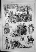 Antique Old Print Canterbury Cricket Week Ladies Corner Arris Gilbert 1876 19th