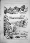 Antique Print Moulsey Regatta David Garricks House Temple Winning Post 1876