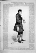 Original Old Antique Print Samuel Phelps Mawworm A Stretch Player Theatre 1876