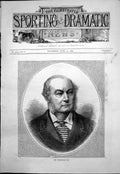 Antique Old Print Portrait Mr Frederick Gye Middle Aged Bushy Side Burns 1876
