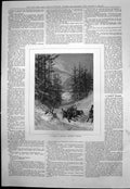 Antique Old Print Troop Hungry Desperate Wolves Wood Snow Cross Grave 1876 19th