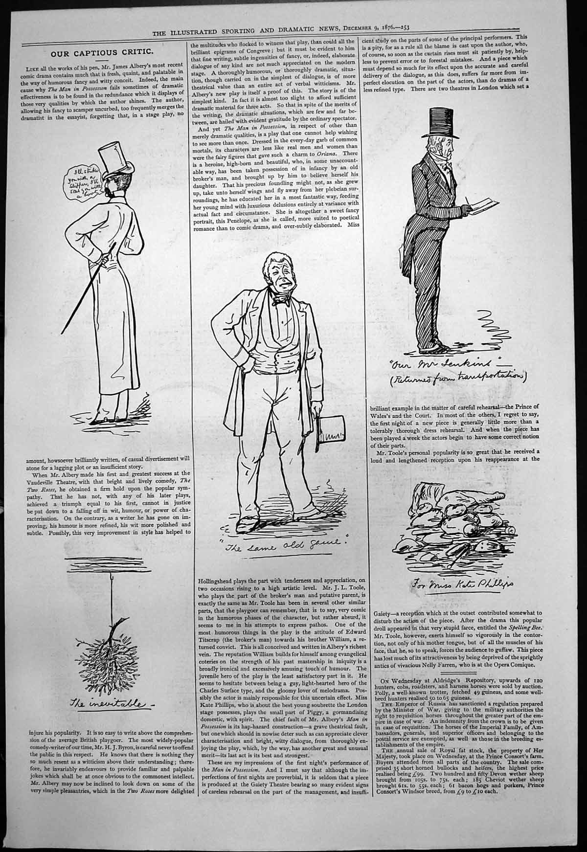 Old Captious Critic James Alberys Drama Mr Jenkins Kate Phillips 1876 Victorian
