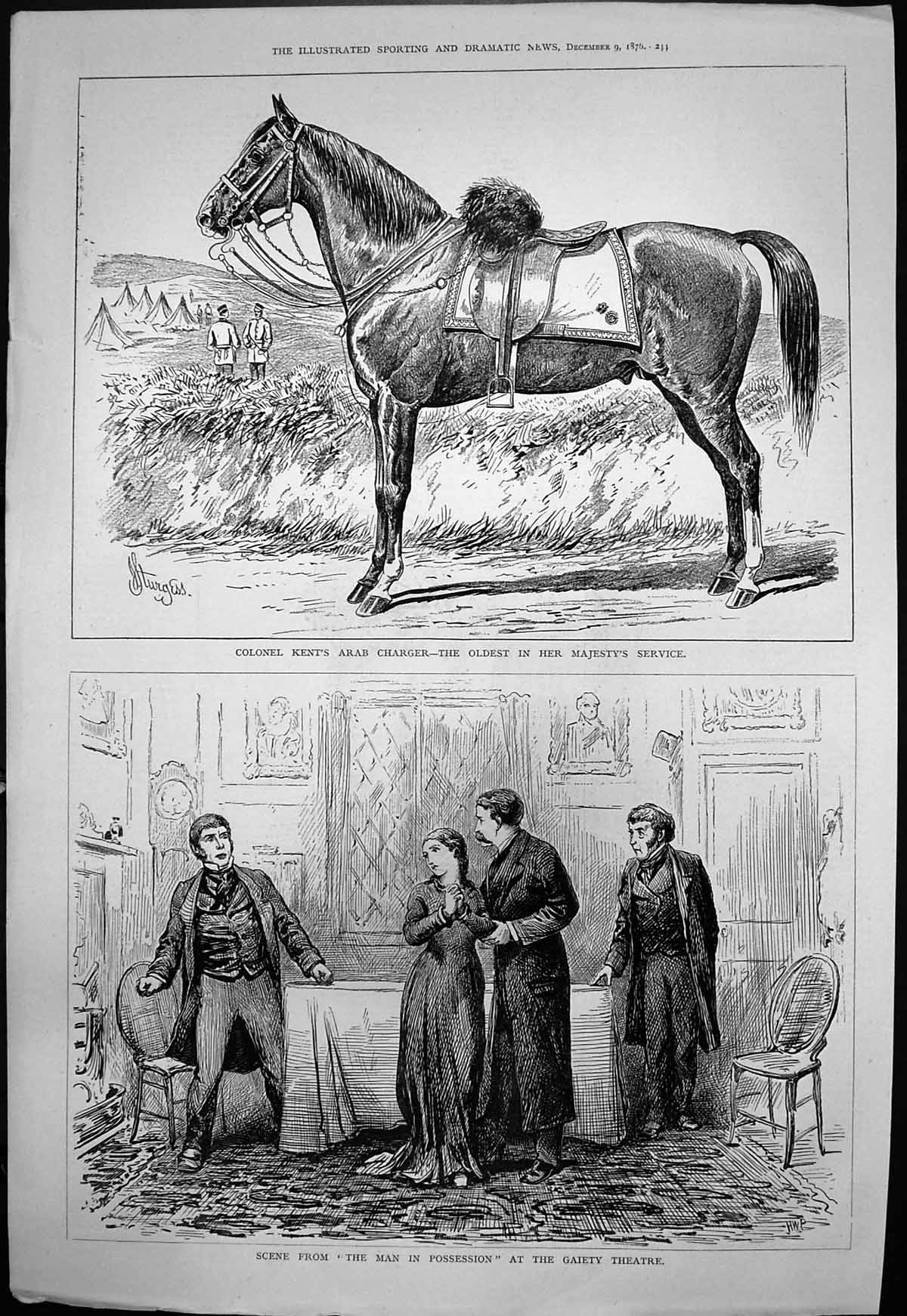Old Colonel Kents Arab Charger Scene Man Possession Gaiety Theatre187 Victorian