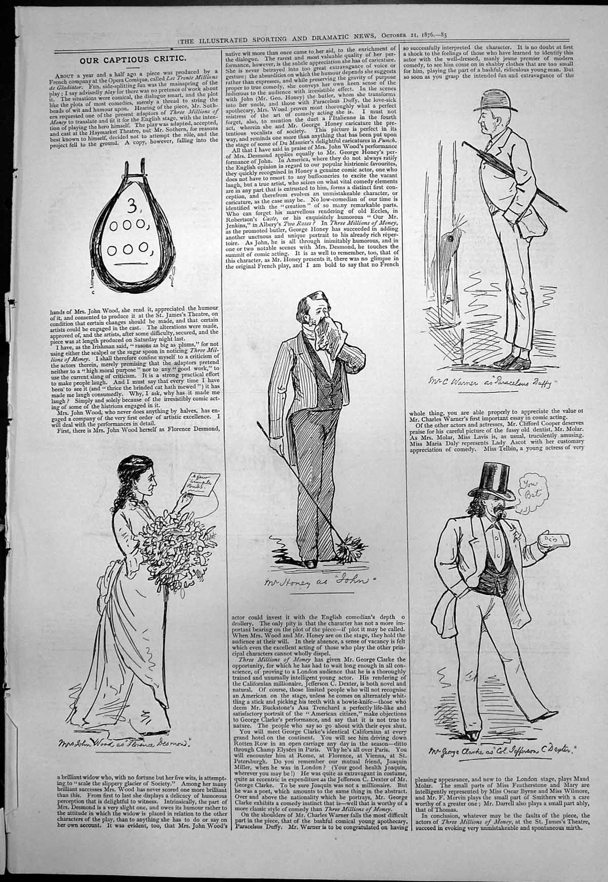 Old Captious Critic Opera Comique Three Millions Money Florence 1876 Victorian