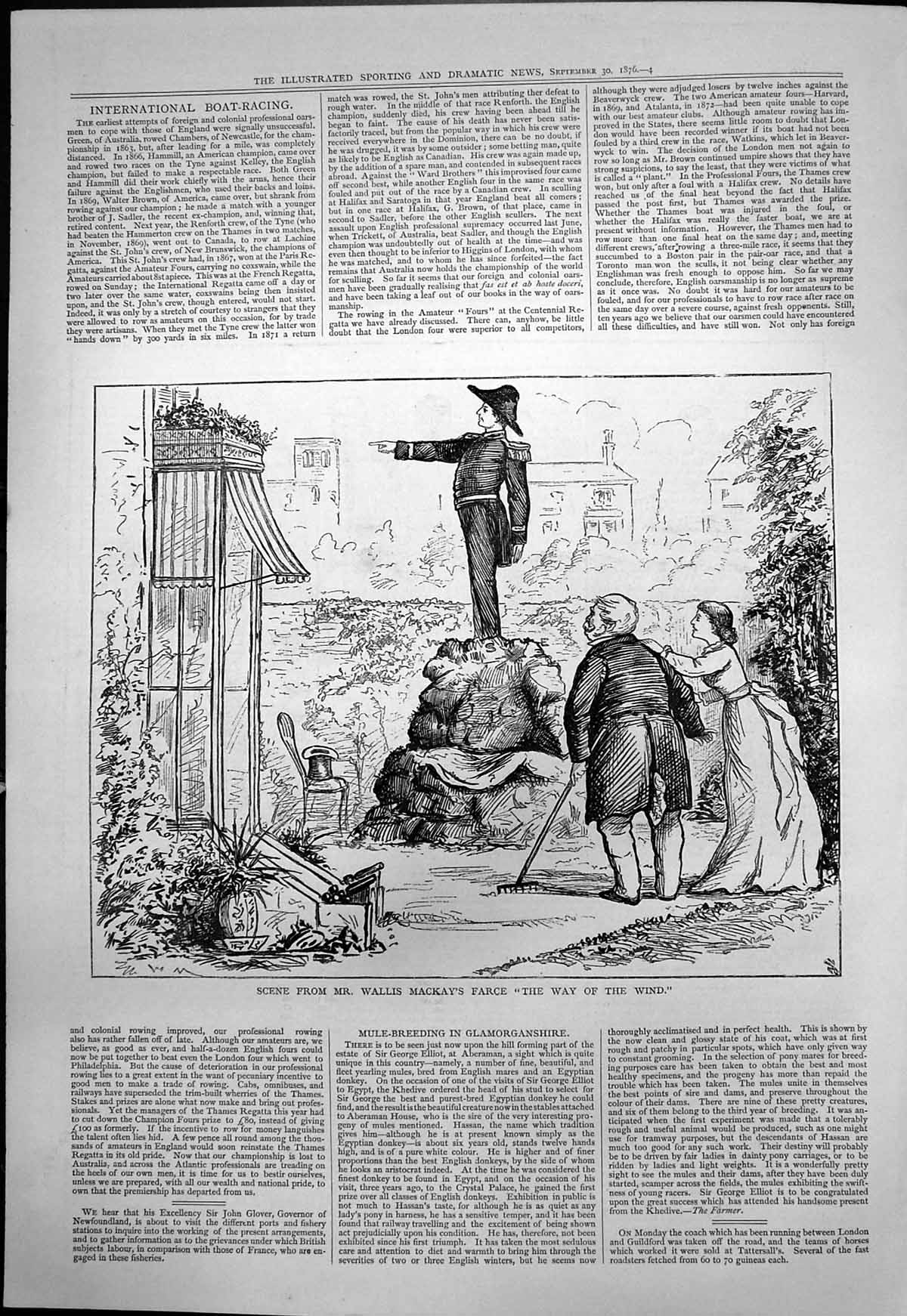 Antique Print Scene Mr Wallis Mackays Farce Way Wind Naval Man Garden 1876 19th