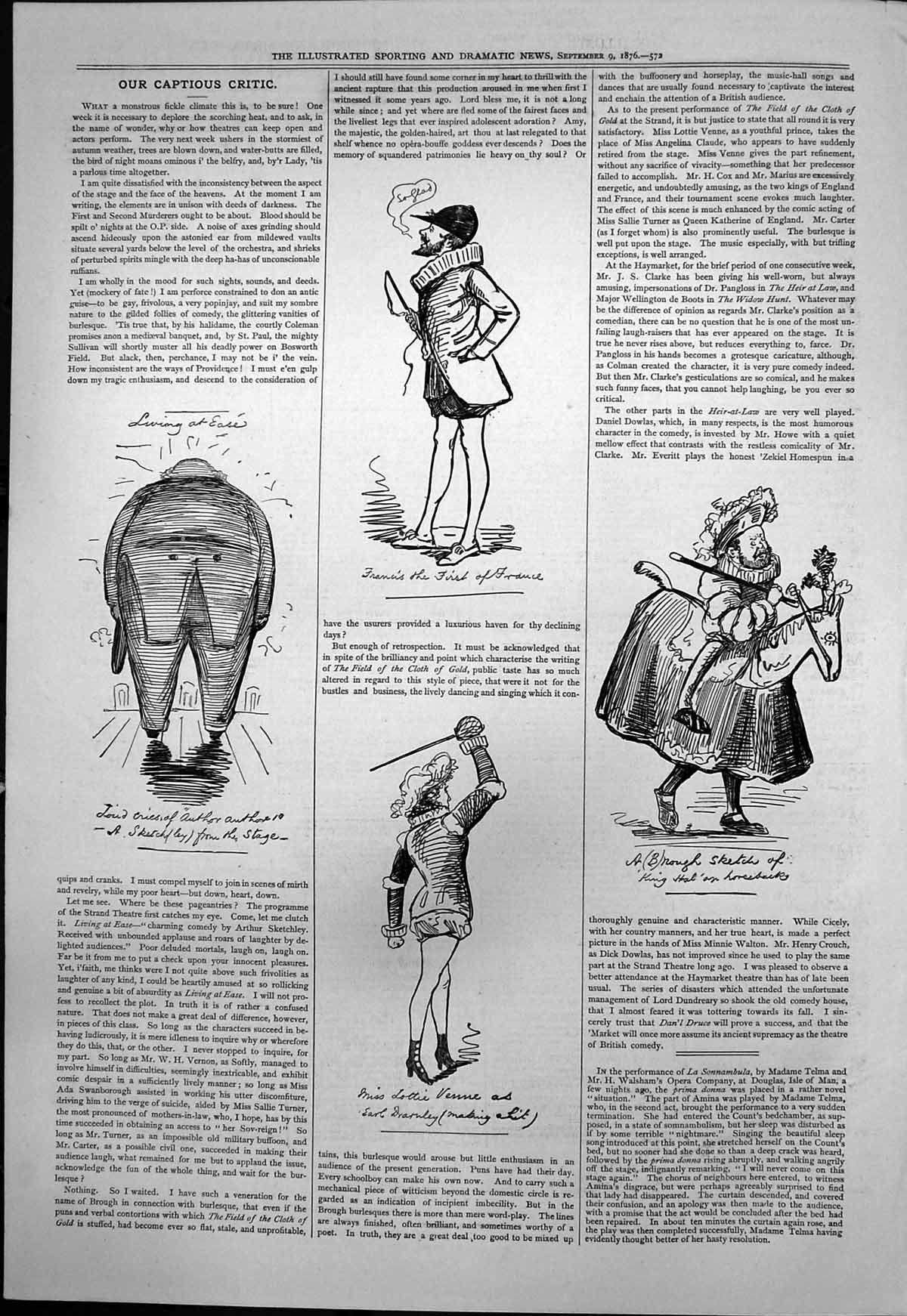 Old Print Captious Critic Francis First France Earl Darnley King Hal 1876 19th