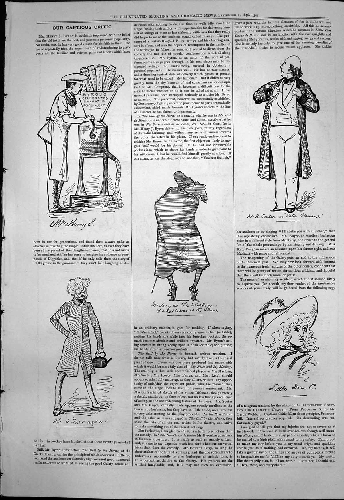 Old Captious Critic Henry Byron O'Tarragon R Soutar Peter Alsum 1876 Victorian