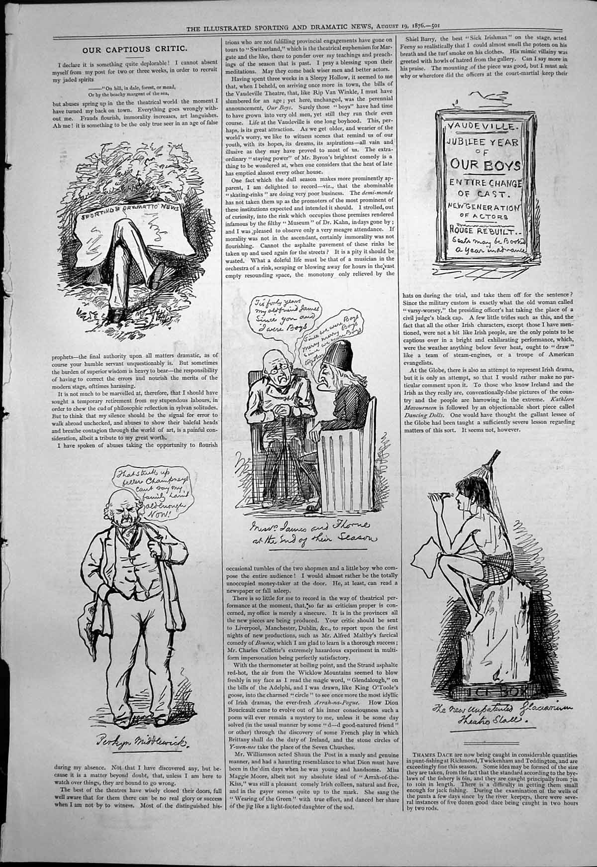 Old Print Captious Critic Vaudeville New Actors Messrs James Thorne 1876 19th
