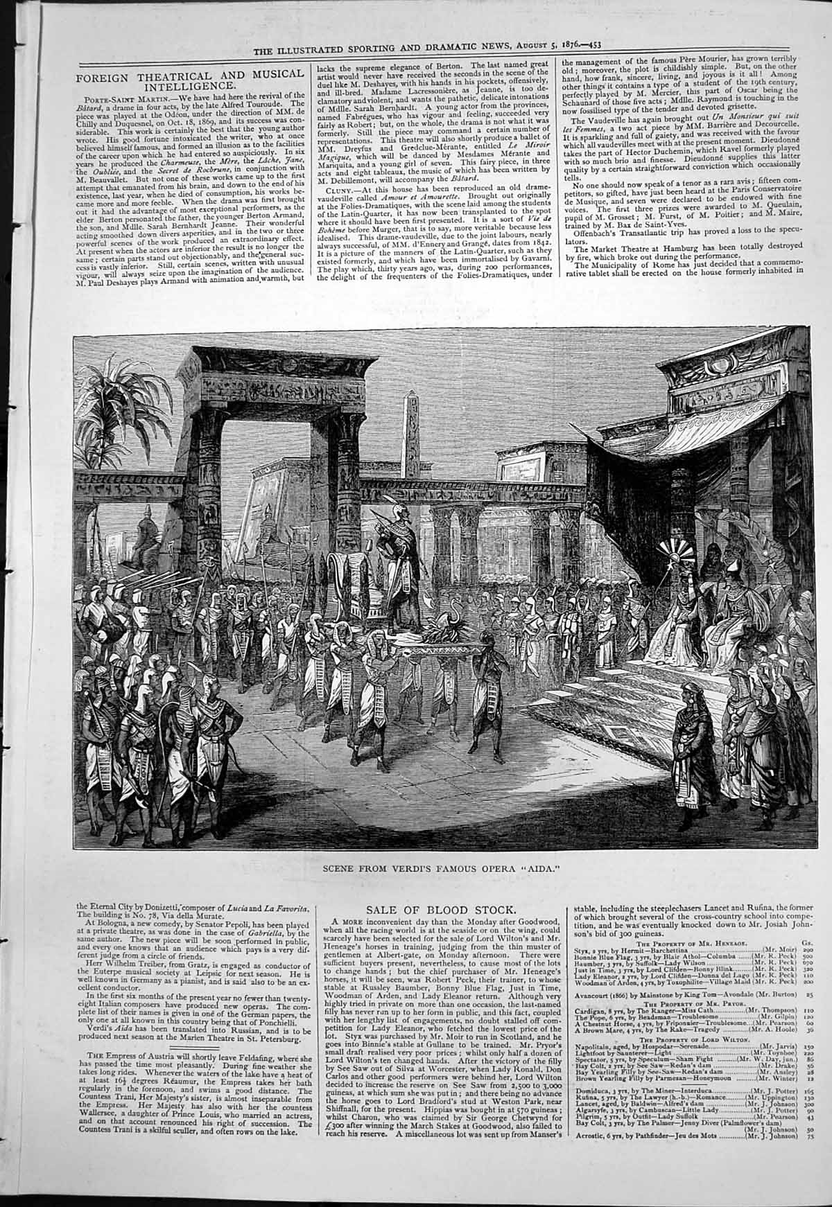 Old Antique Print Scene Verdis Famous Opera Aida Translated Russian 1876 19th