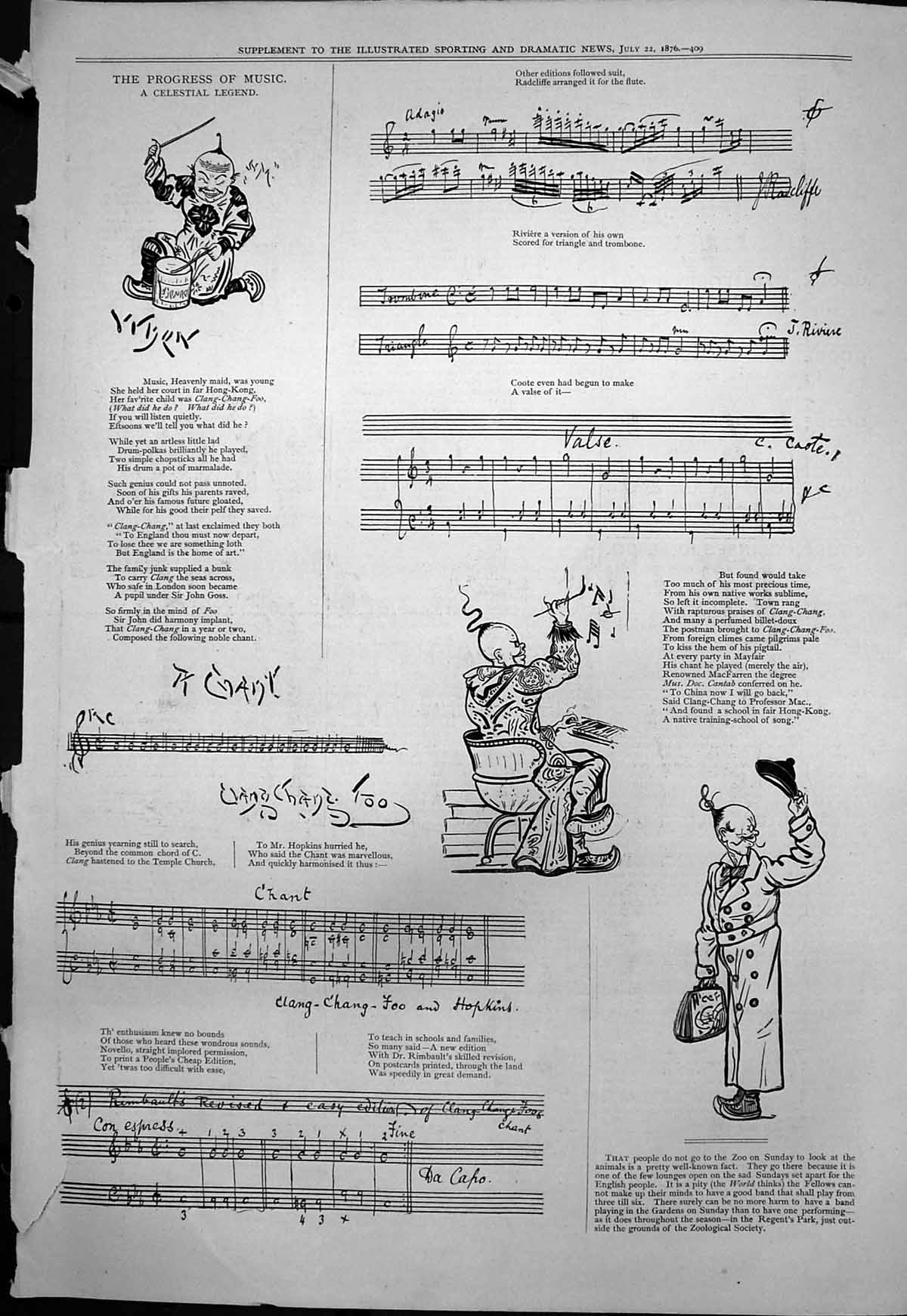 Old Progress Music Celestial Legend Sheet Music Clang Chang Foo 1876 Victorian
