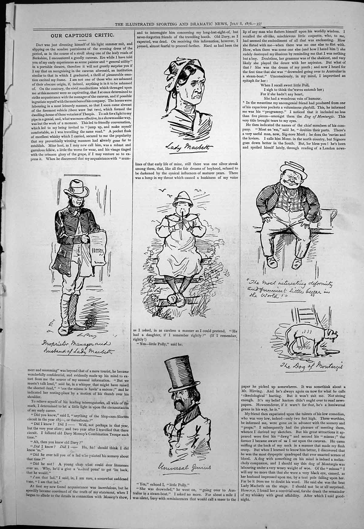 Old Captious Critic Lady Macbeth Universal Genius Dog Montargies 1876 Victorian