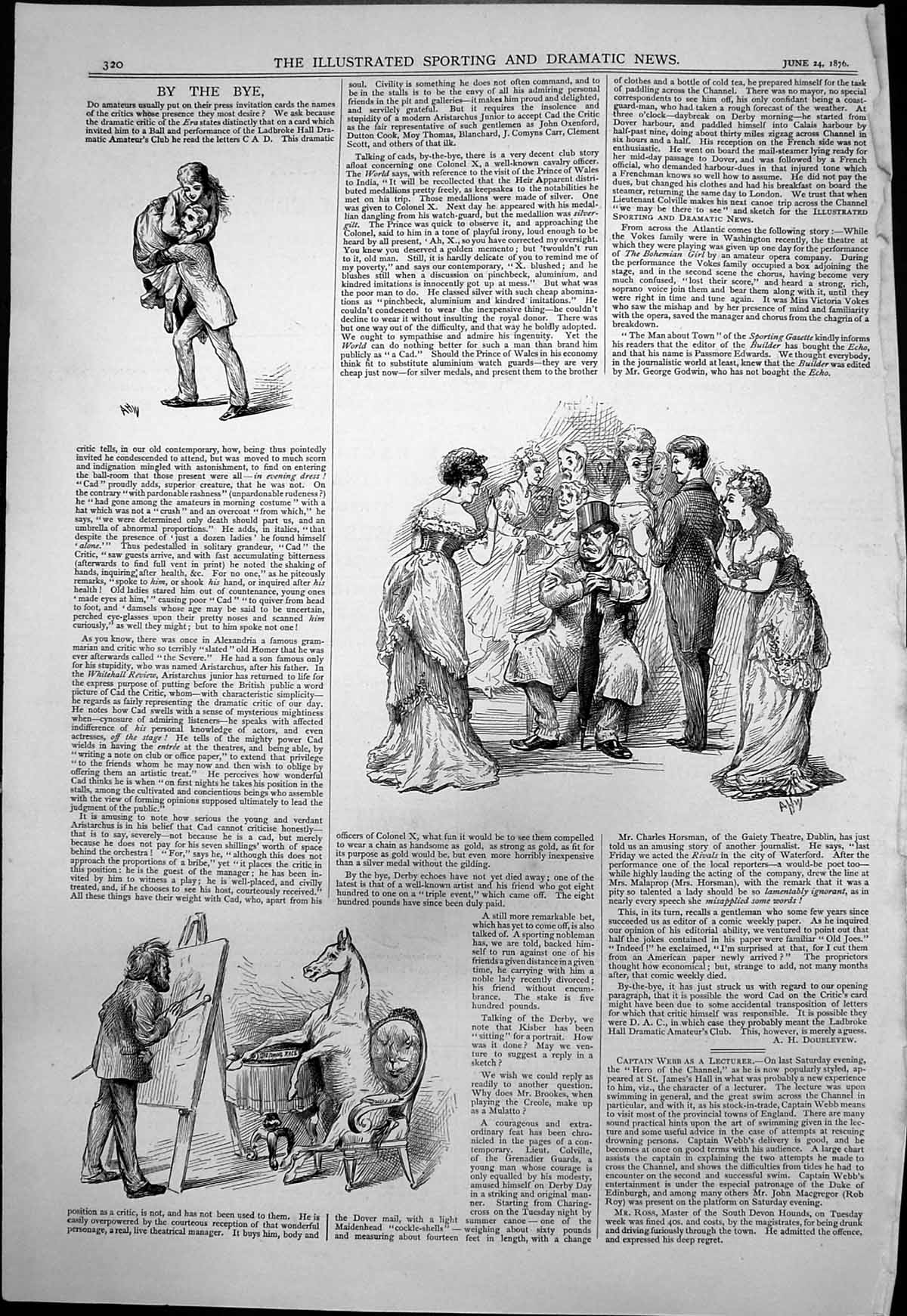 Old By The Bye Dramatic Amateur Club Artist Painting Horse Ball 1876 Victorian