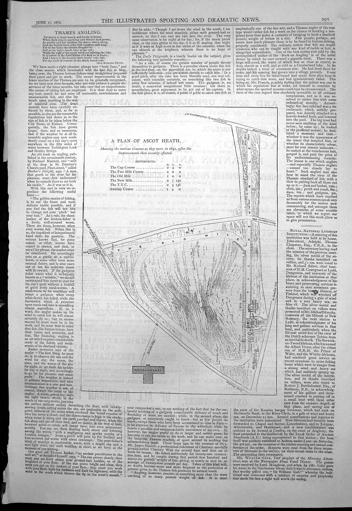Antique Old Print Plan Ascot Heath Courses Cup Course New Mile Swinley 1876