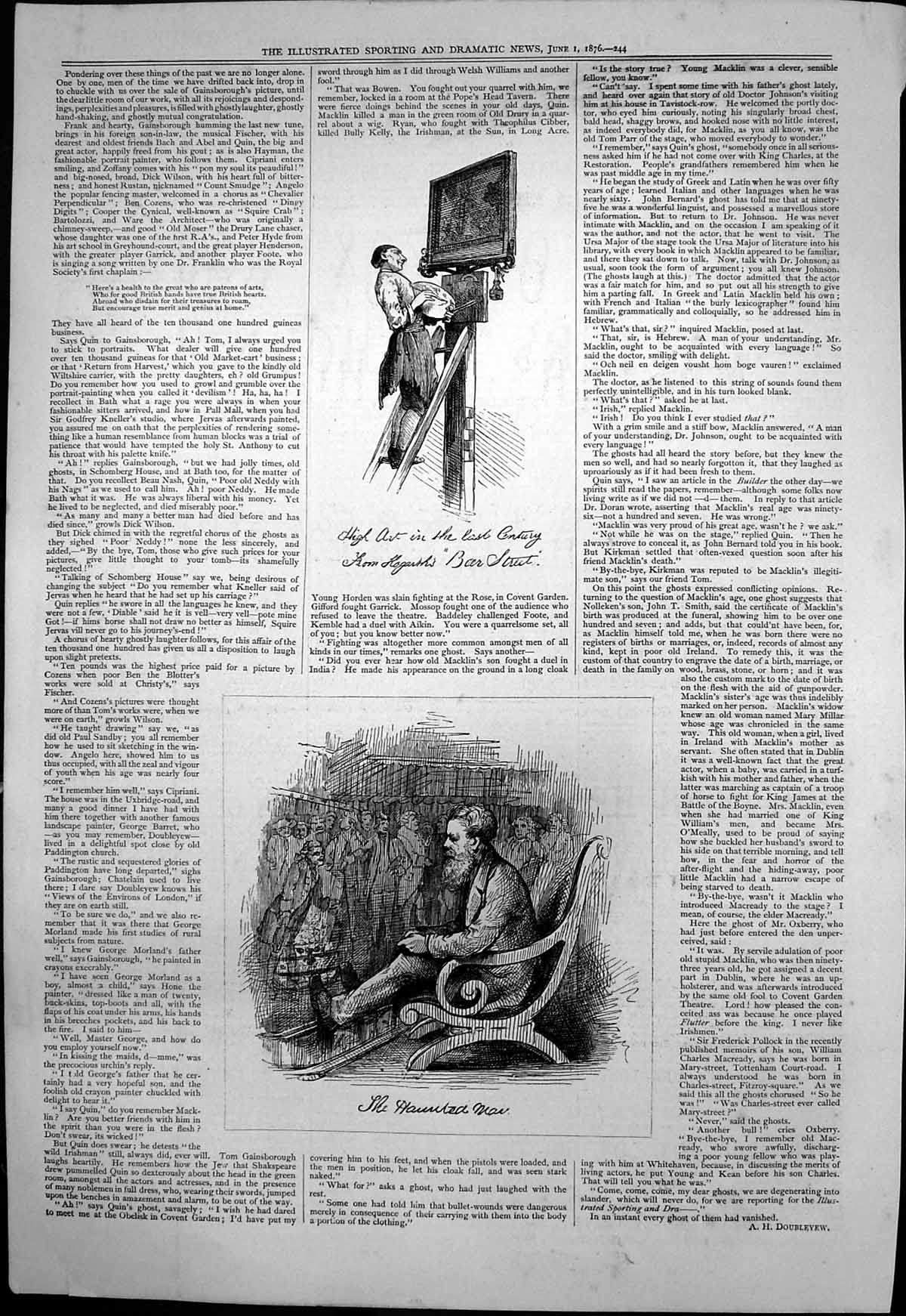Antique Old Print Haunted Man High Art Last Century Hogarths Beer Street 1876