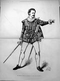 Antique Print Mr Harry St Maur As Courtenay Twixt Axe Crown M Stretch 1876 19th