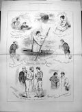 Old Showery Day River Umbrella Punting Across Stream Return Home 1876 Victorian