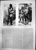 Original Old Antique Print Half Breed Indian Hunter Montana Miners 1874 19th