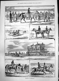 Antique Print Newmarket Horses Birdcage Cambridge Screws Finish Gallop 1874