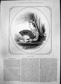 Original Old Antique Print On Pit Tier Dower Wilson Woman Fan 1874 Victorian