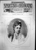 Original Old Antique Print Mademoiselle Albani Woman Long Wavy Hair 1874 19th