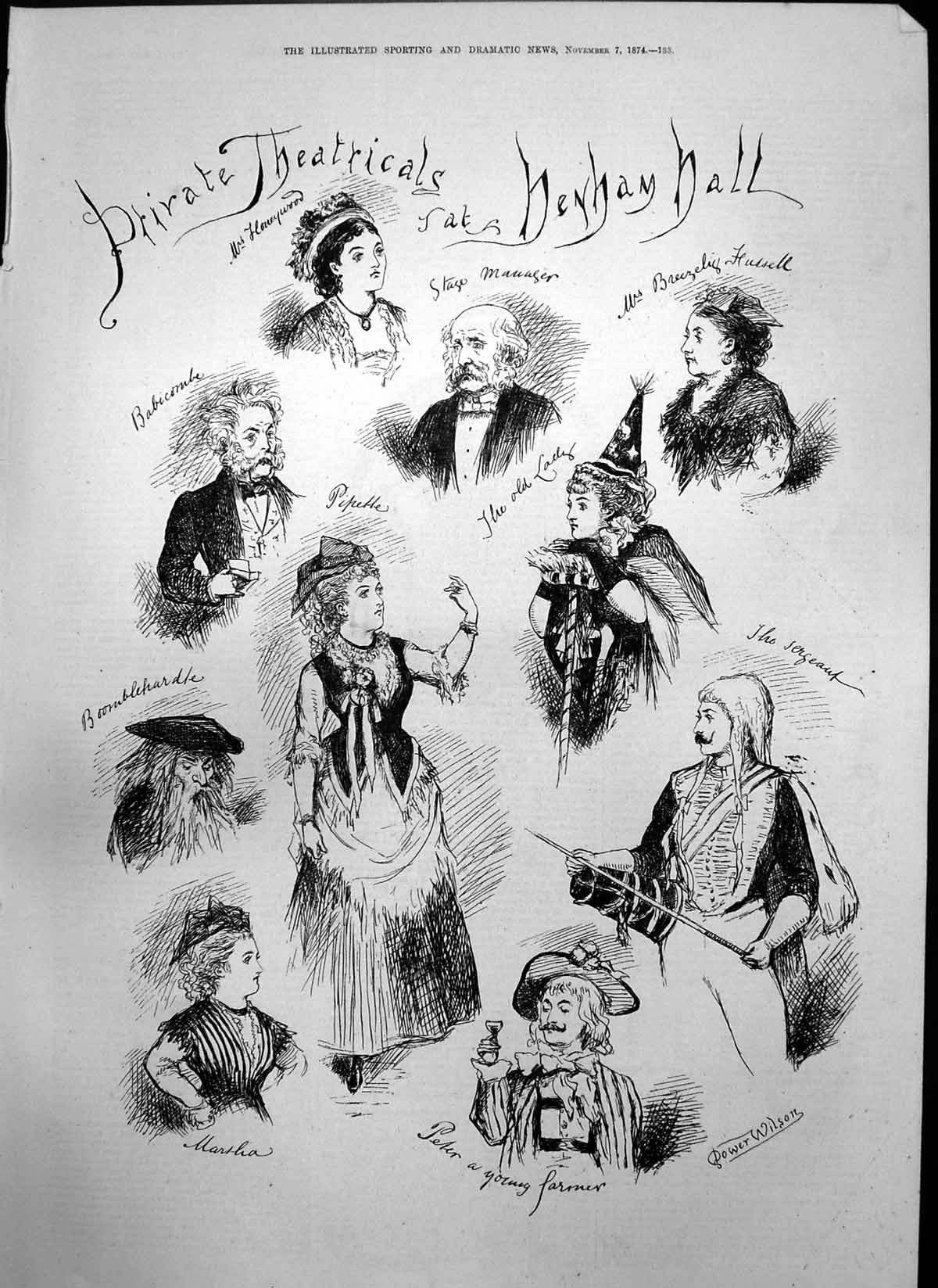 Antique Print Pirate Theatricals Denham Hall Babicombe Martha Pipette 1874 19th