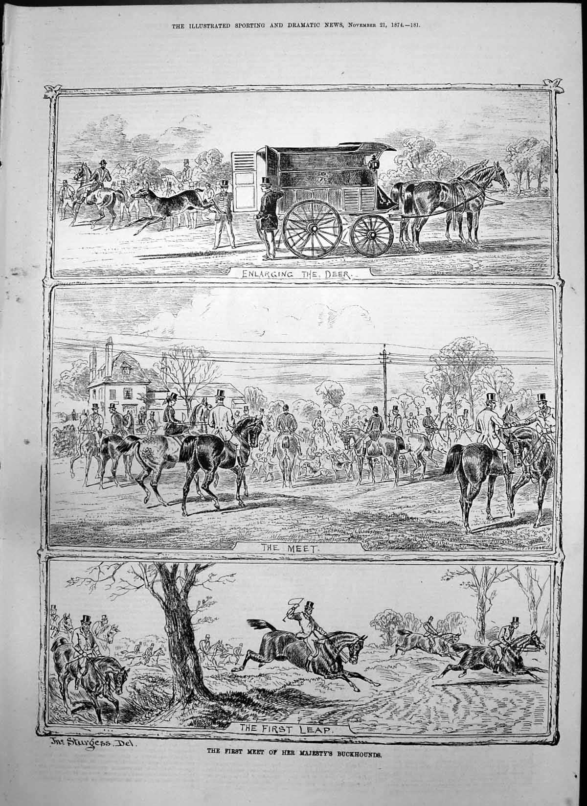 Old First Meet Her Majestys Buckhounds Enlarging Deer J Sturgess 1874 Victorian