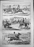Old Print Hunting Sketches Going Meet Waiting Hounds Near Cut Covert 1874 19th