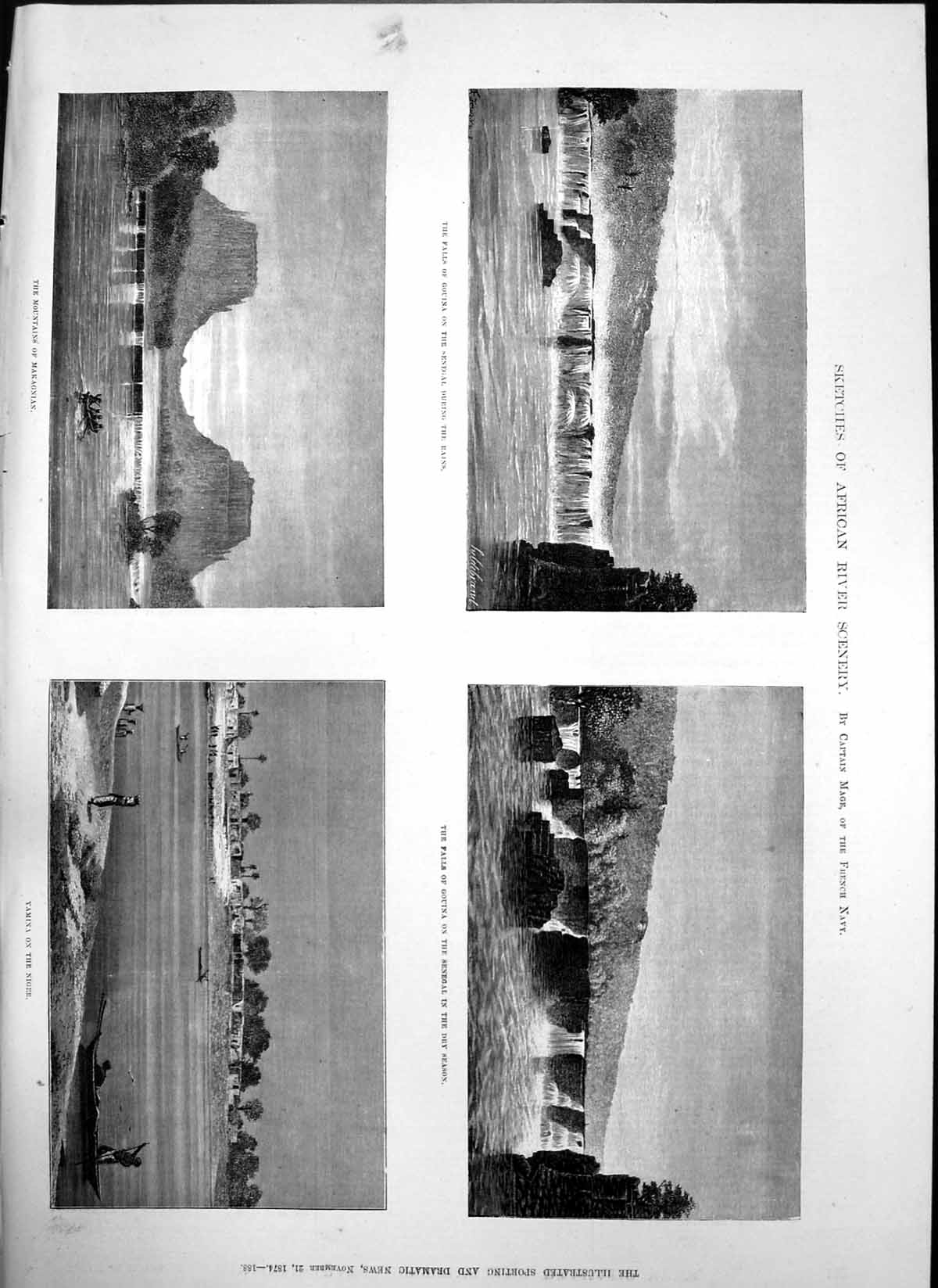Old African River Scenery Captain Mage Yamina Niger Falls Gouina 1874 Victorian